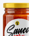 Glass Jar with Marinara Sauce Mockup