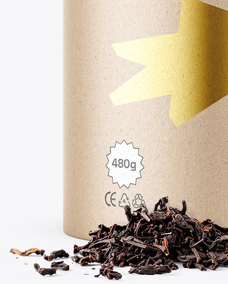 Kraft Paper Tube with Tea Mockup