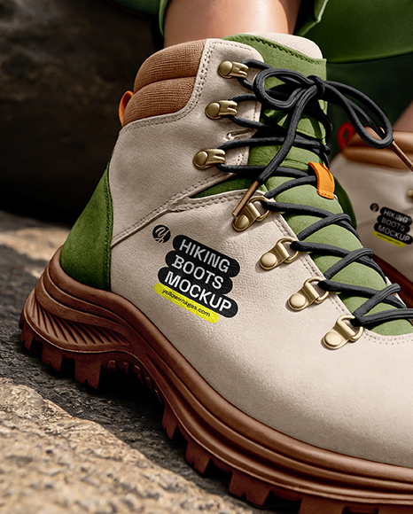 Woman Wearing Hiking Boots Mockup