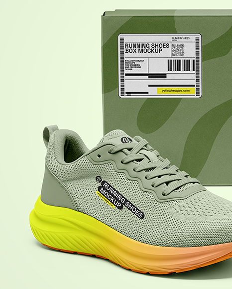 Running Shoes with Box Mockup