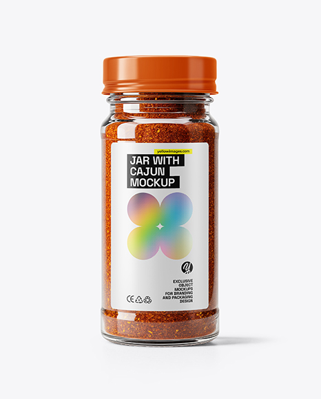 Clear Glass Jar with Cajun Seasoning Mockup