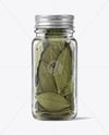 Square Glass Jar with Bay Leaves Mockup