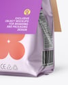 Matte Metallic Package with Paper Label Mockup