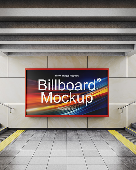 Billboard in the Underground Passage Mockup - Front View