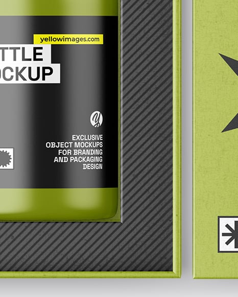 Pills Bottle in a Kraft Box Mockup