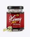 Hexagonal Glass Jar with Buckwheat Honey Mockup