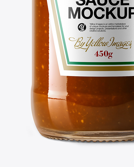 Glass Bottle with BBQ Sauce Mockup