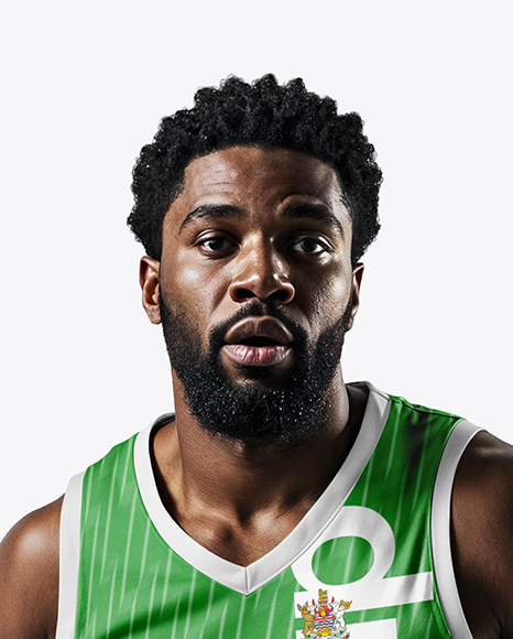 Afro-American Basketball Player Wearing Full Basketball Uniform Mockup