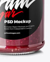 Glass Jar with Raspberry Jam Mockup