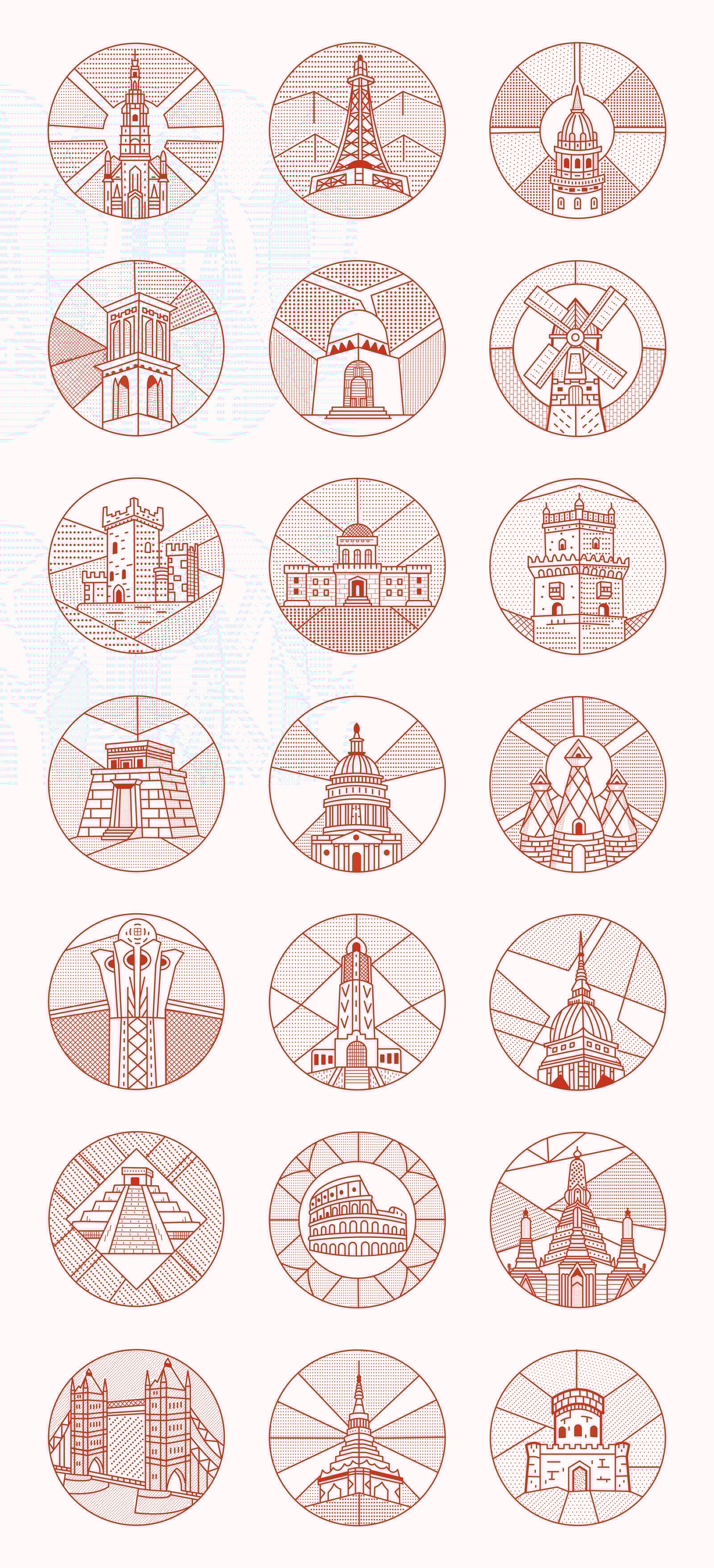 World Landmark Illustration Set