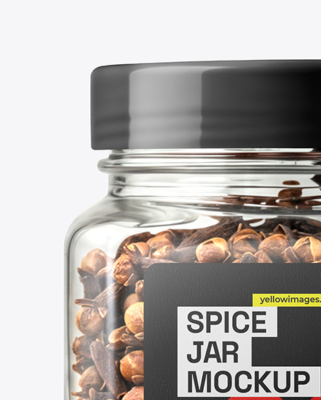 Square Plastic Jar with Whole Cloves Mockup