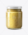Clear Glass Jar with Dijon Mustard Mockup