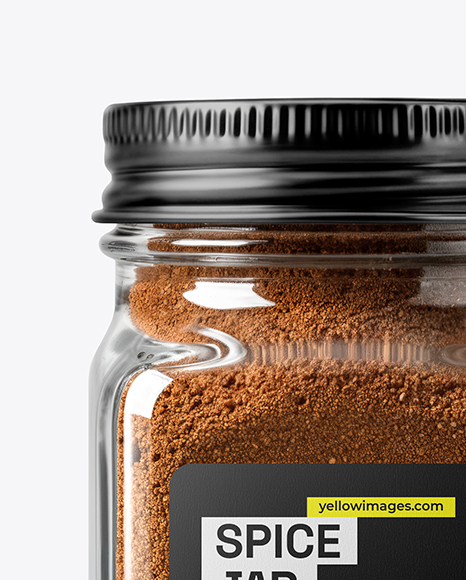 Square Glass Jar with Ground Cloves Mockup