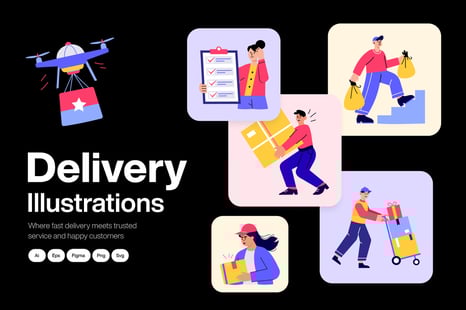 Delivery Illustration Art Set - Graphics
