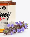Hexagonal Glass Jar with Sage Honey Mockup
