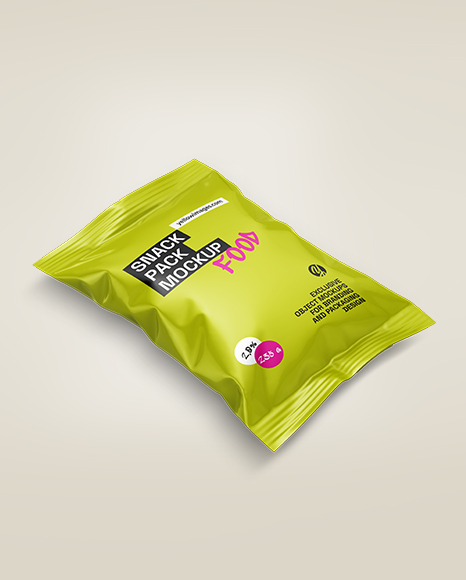 Glossy Snack Pack Mockup - Half Side View