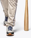 Black Man Wearing a Full Baseball Kit with Bat Mockup