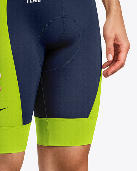 Man Wearing Cycling Jersey and Bib Shorts Mockup