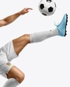 Man Wearing Soccer Jersey and Shorts Mockup
