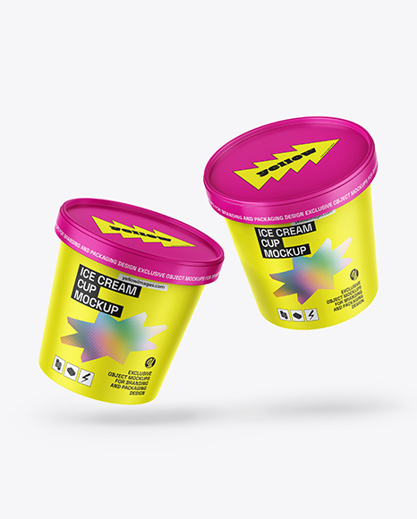 Two Matte Ice Cream Cups Mockup