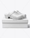 Pair of Clogs with Shoe Box Mockup