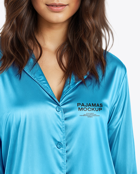 Woman Wearing Pajamas with Pants and Long Sleeve Shirt Mockup