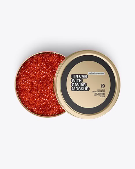Tin Can with Red Caviar Mockup - Metal can mockup