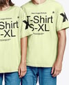 Young Couple Wearing Oversized T-shirts and Jeans Mockup