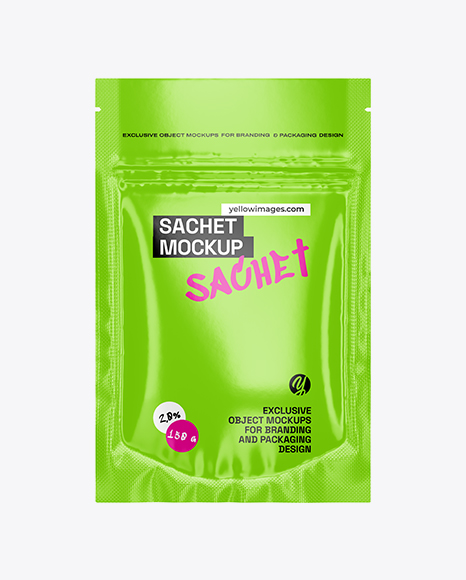 Glossy Sachet Mockup