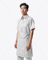 Asian Man Wearing Apron and Short Sleeve Shirt Mockup