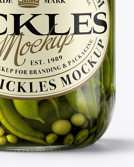 Clear Glass Jar with Pickled Green Beans Mockup