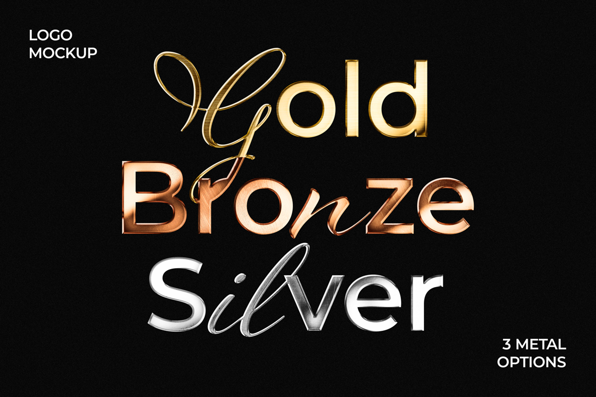 Metallic Text &amp; Logo Mockup