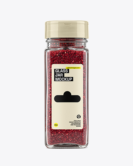 Square Glass Jar with Sumac Spice Mockup - Realistic mockups