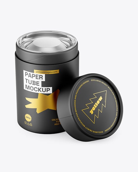 Paper Tube with Tea Mockup
