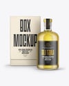 Golden Tequila Bottle with Box Mockup
