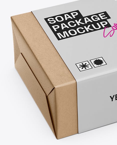 Kraft Paper Soap Bar Mockup - Half Side View