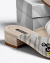 Pair of Suede Mules with Shoe Box Mockup