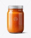 Clear Glass Jar with Lobster Bisque Mockup
