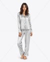 Woman Wearing Pajamas with Pants and Long Sleeve Shirt Mockup