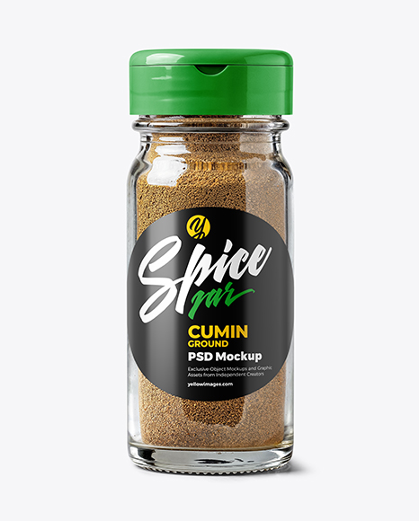 Clear Glass Jar with Ground Cumin Mockup - Realistic mockups