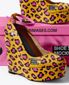 Pair of Wedge Heels With Shoe Box Mockup