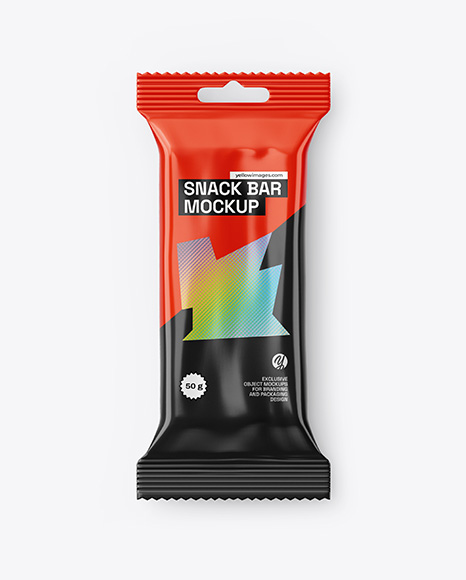 Glossy Snack Bar with Hang Tab Mockup - Cookie packaging mockup