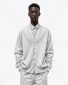 Black Man Wearing Cardigan and Pants Mockup