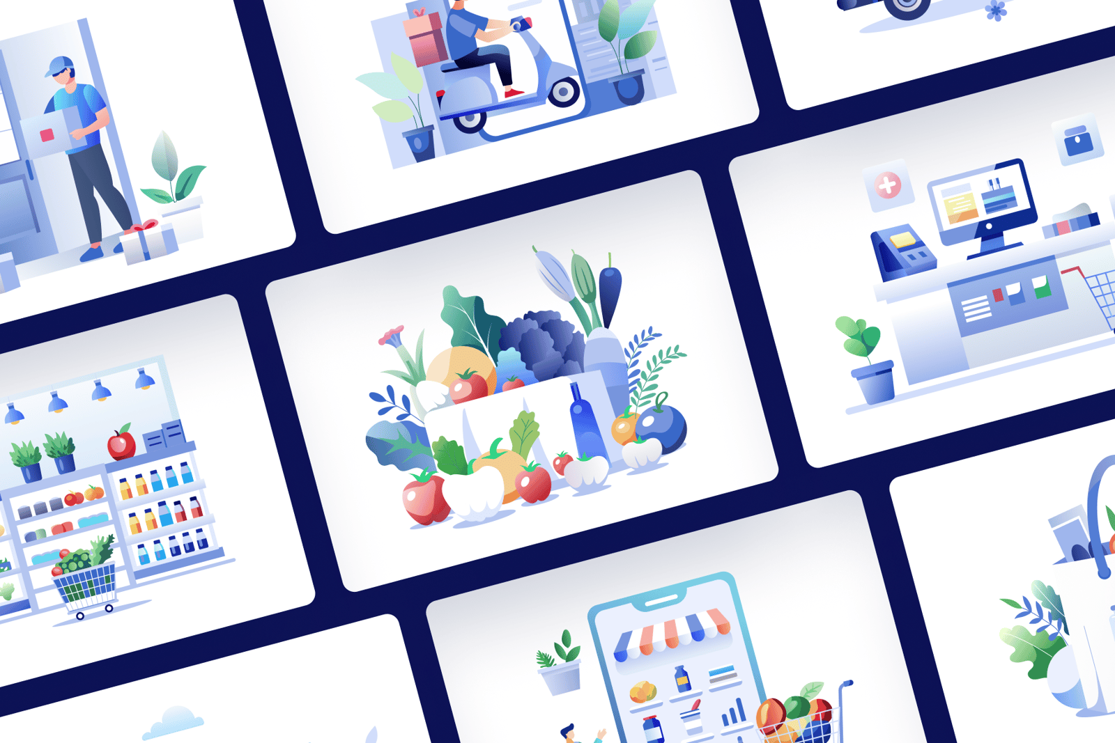 Grocery Shopping Illustrations