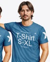 Two Young Men Wearing T-shirts and Jeans Mockup