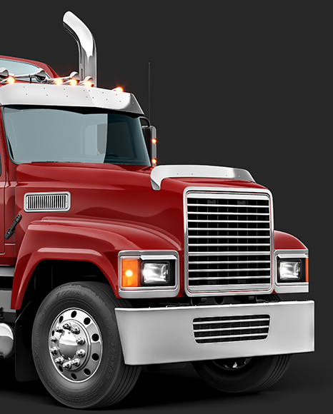 Truck Semi Trailer Mockup - Half Side View