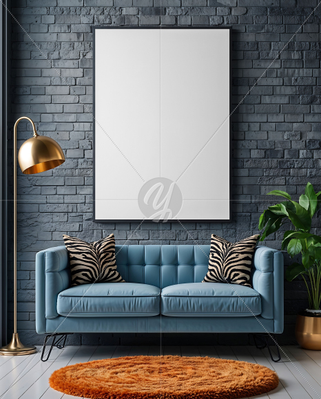 Framed Poster in a Modern Living space Mockup
