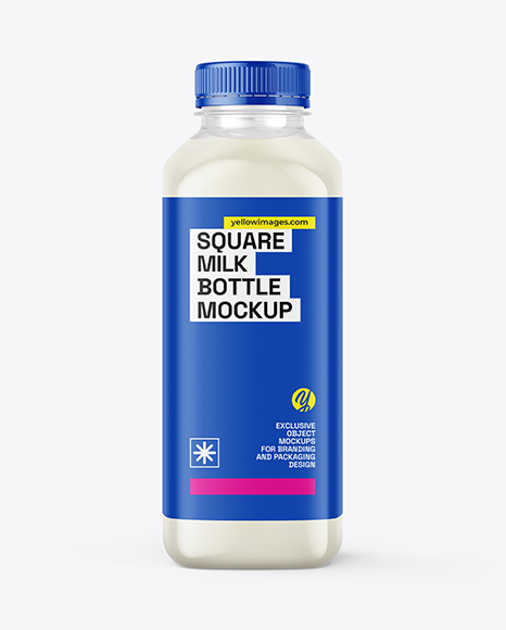 Square Milk Bottle Mockup