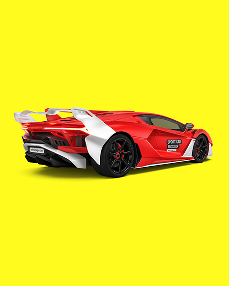 Sport Car Mockup - Back Half Side View