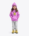Girl Wearing a Hoodie and Beanie Hat Mockup